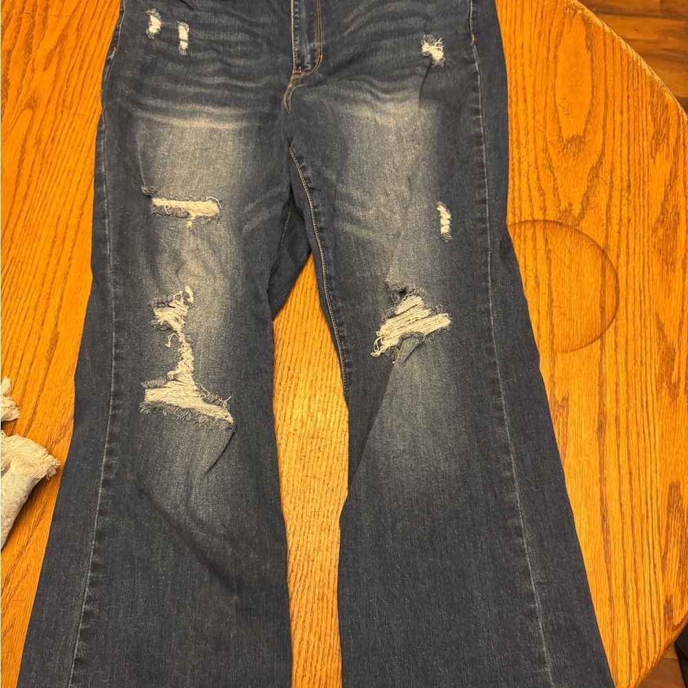 Rue21 Blue Flare Distressed Jeans